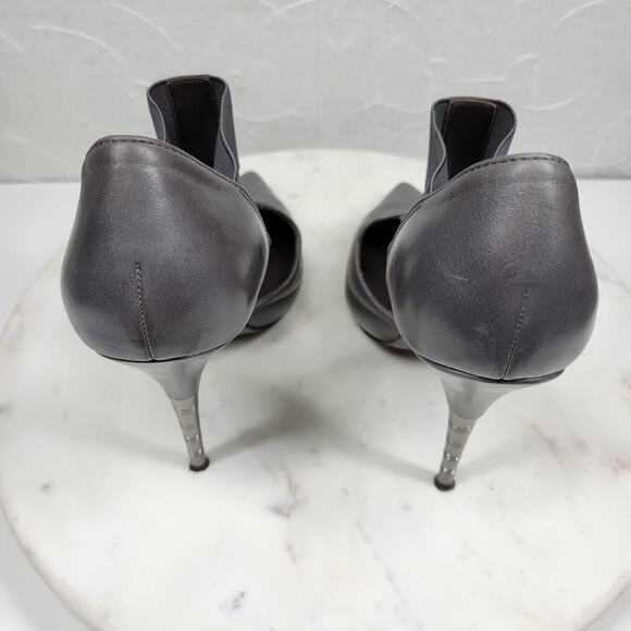 Elizabeth & James Stiletto Heels Womens 8 Gray Leather T-Strap Metal Spike Heel - Picture 16 of 16
